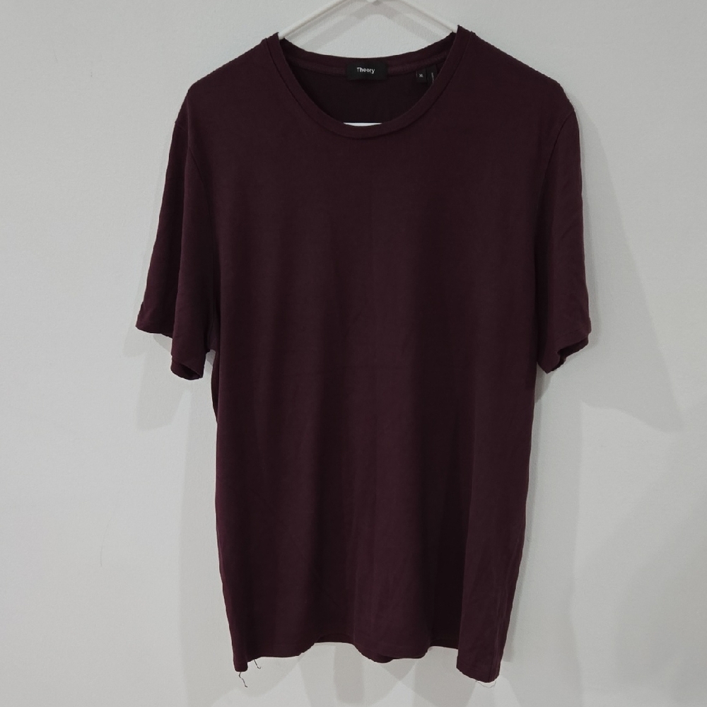 Theory Sz XL Men's Dark Maroon Short Sleeve Tee